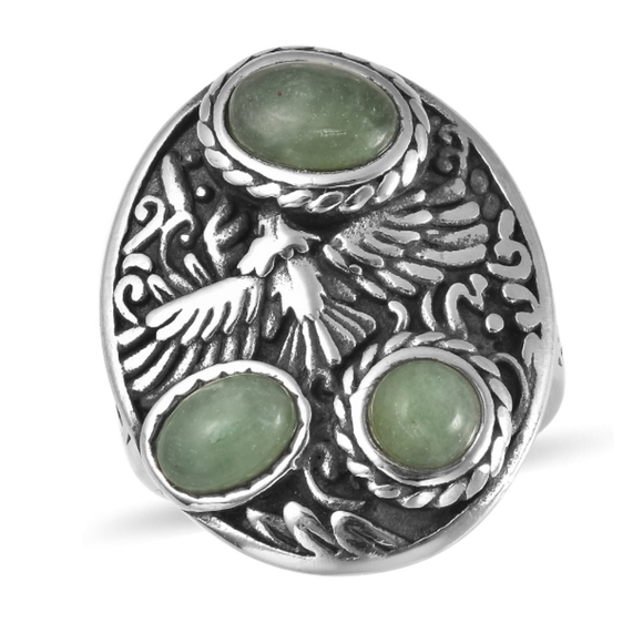 Jewelry - UNISEX STAINLESS STEEL ADVENTURINE EAGLE RING